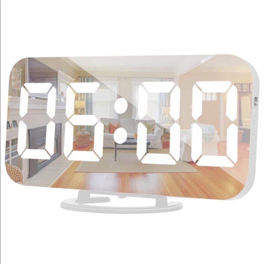 Digital LED Alarm Clock with Mirror Surface